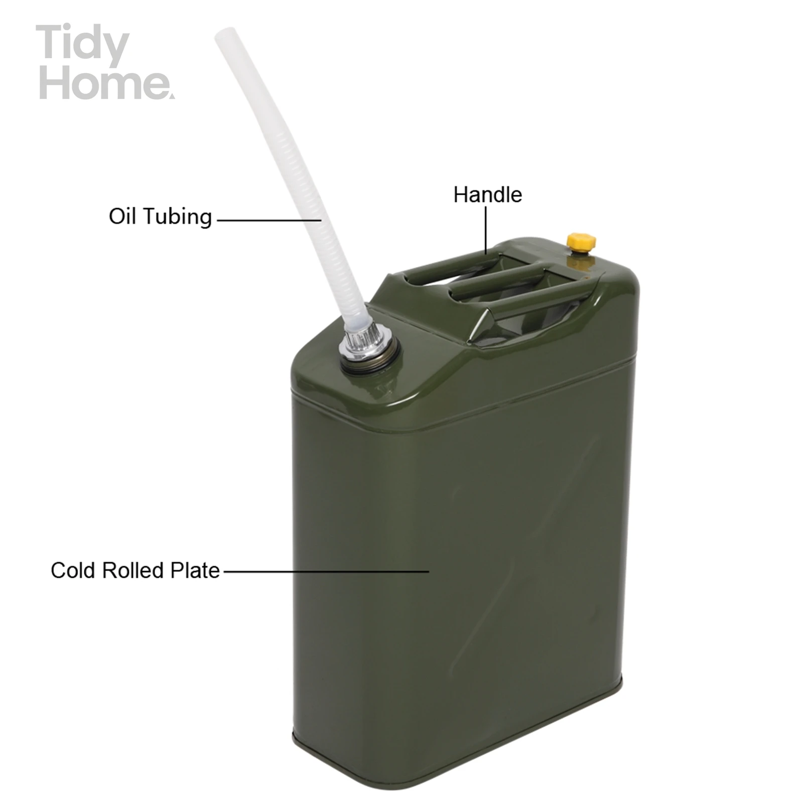 20L Standard Cold-rolled Plate Petrol Diesel Can Gasoline Bucket with Oil Pipe Army Green, Large capacity Oil bucket