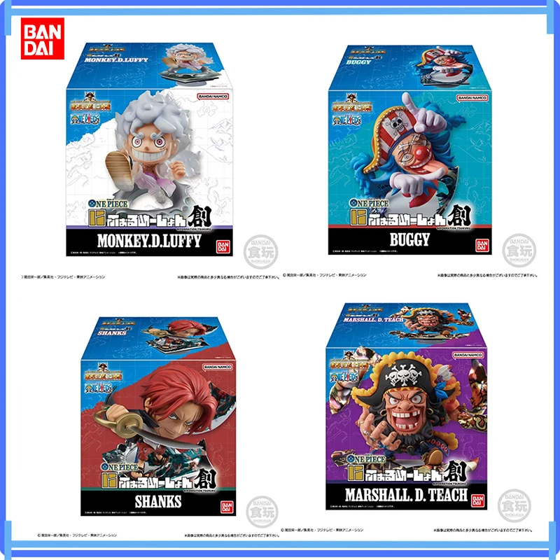 

In Stock Bandai Original One Piece Niforme Shonen Monkey D. Luffy Shanks Buggy Marshall D. Teach Action Figure Model Boxed Toys