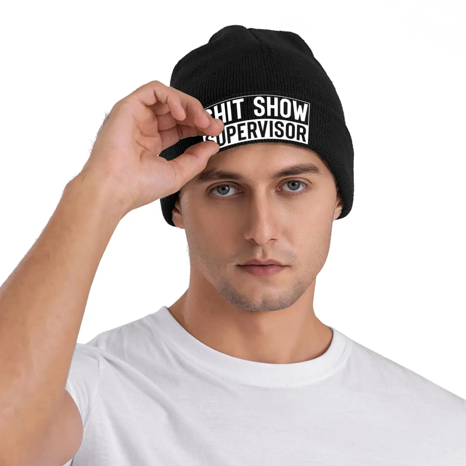 SHIT SHOW SUPERVISOR Unisex Knitted Hat Outdoor Warm Men Solid Color Crimping Skullies Beanie Cap Hip Hop Winter Ski Caps