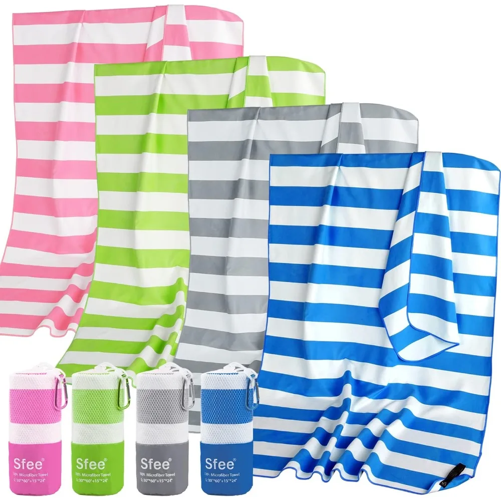 

4 Pack Microfiber Travel Towel, Beach Towel Quick Dry Towel Camping Towel Super Absorbent Compact Lightweight Sports