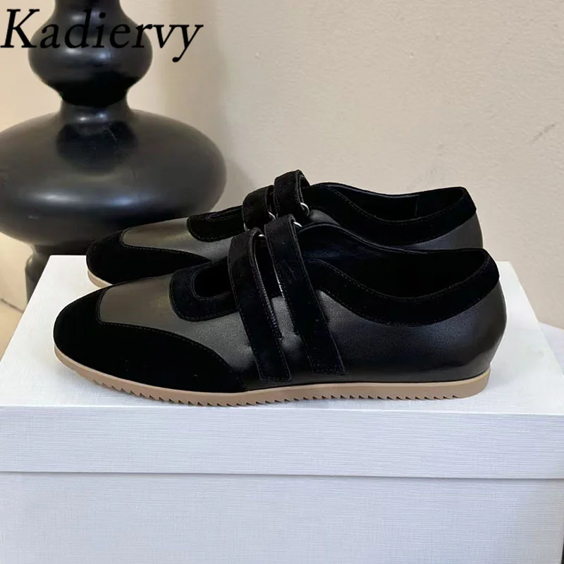

New Suede Leather Flat Shoes Woman Round Toe Spring Autumn Shoes Daily Lightweight Walk Shoes Office Commuting Shoes Women