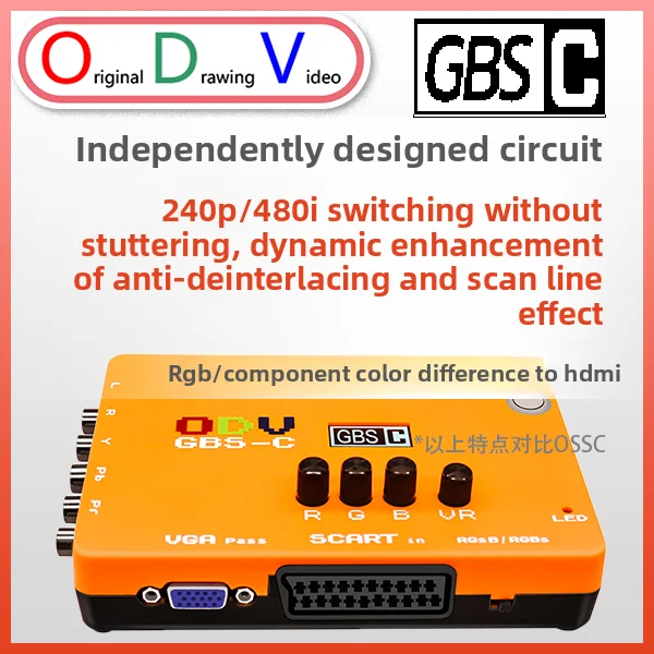 ODV GBS-C Video Converter – OSSC Alternative, 480i Deinterlacer & Scaler for Retro Gaming, Zero Lag, 240p/480i Switch