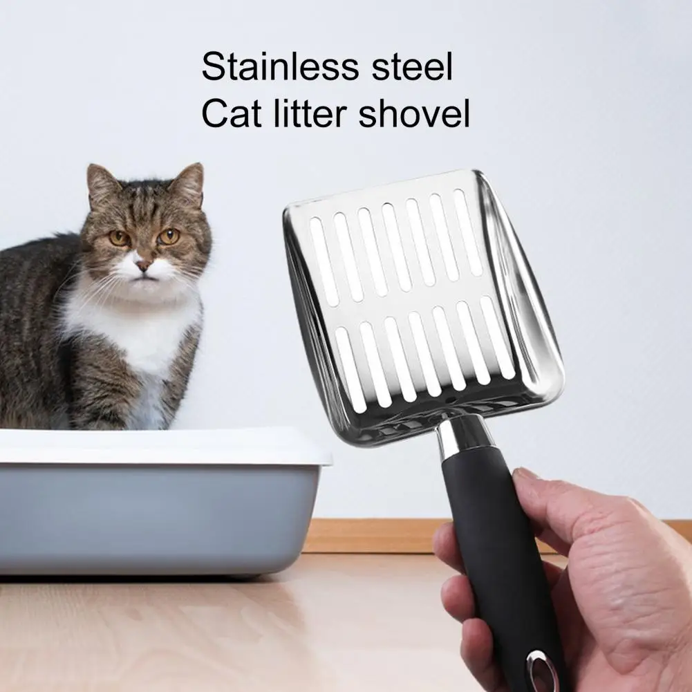 Pretty Cat Litter Scoop Comfortable Grip Shoveling with Hole Stainless Steel Cat Sand Scoop Cleaning Product