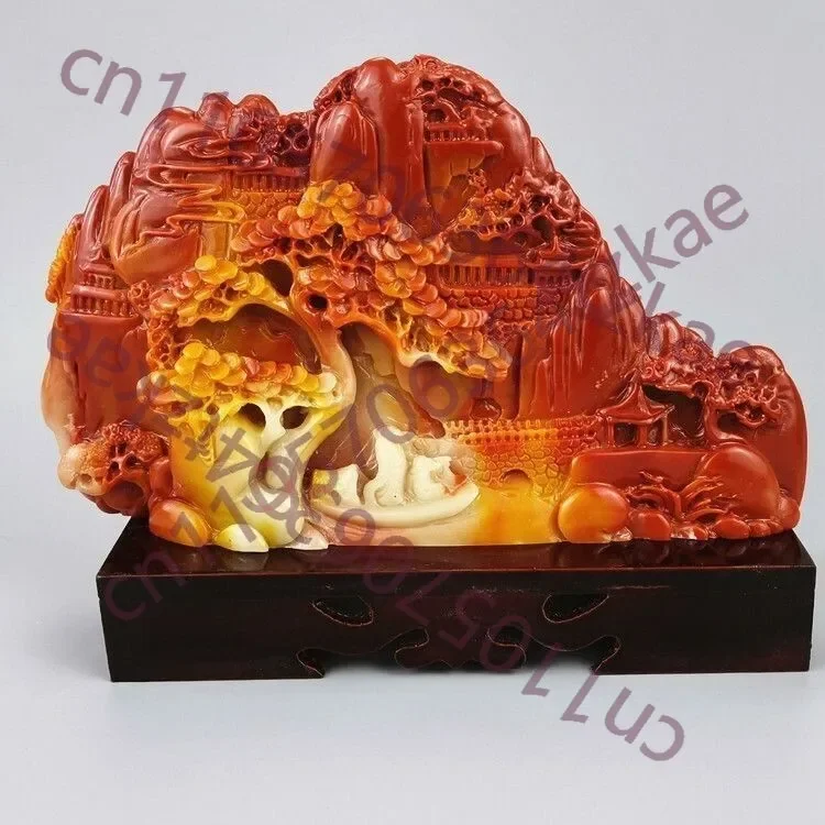 China Shoushan stone hand-carved natural landscape Matsushita home ornament
