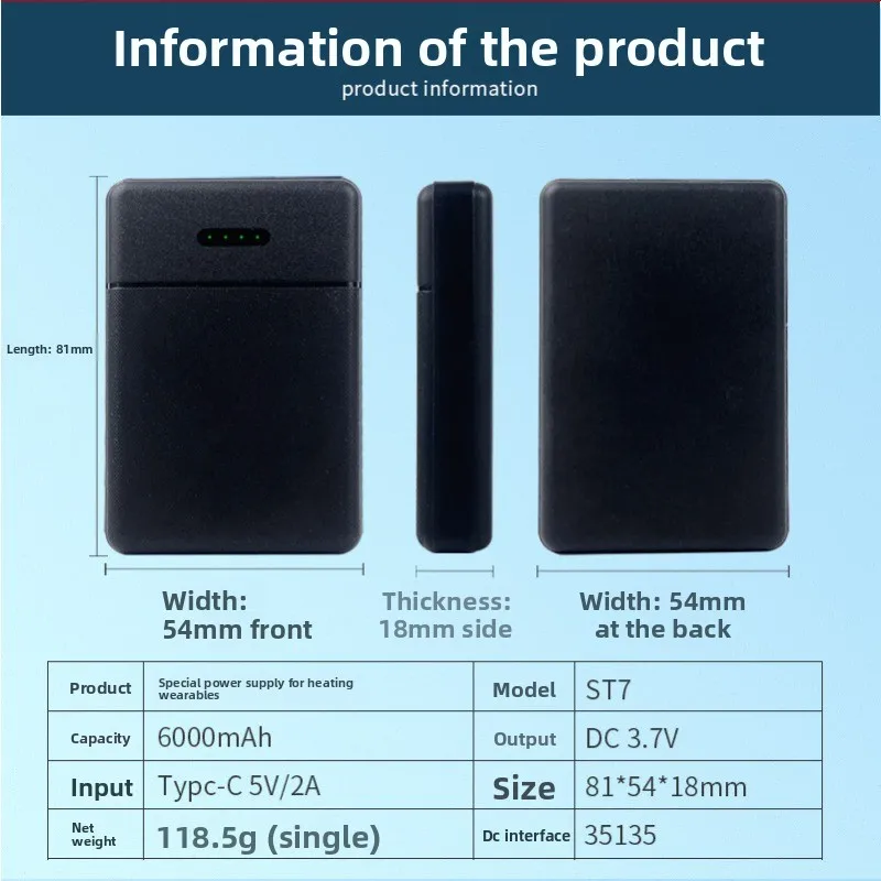 3.7V 6000mAh Heating Product-Specific Batteries for Heated Gloves Suitable Socks Scarves and Clothing Power Supply