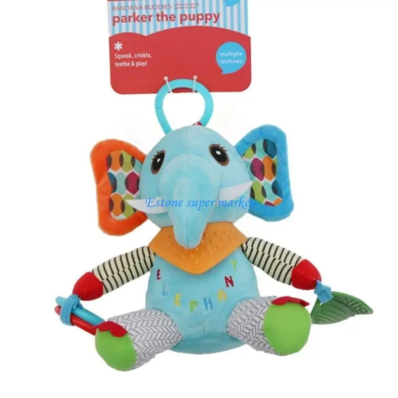 090B Animal Shaped Rattle Baby Gifts Infant Bed Around Decoration Hanging Toy with Teether