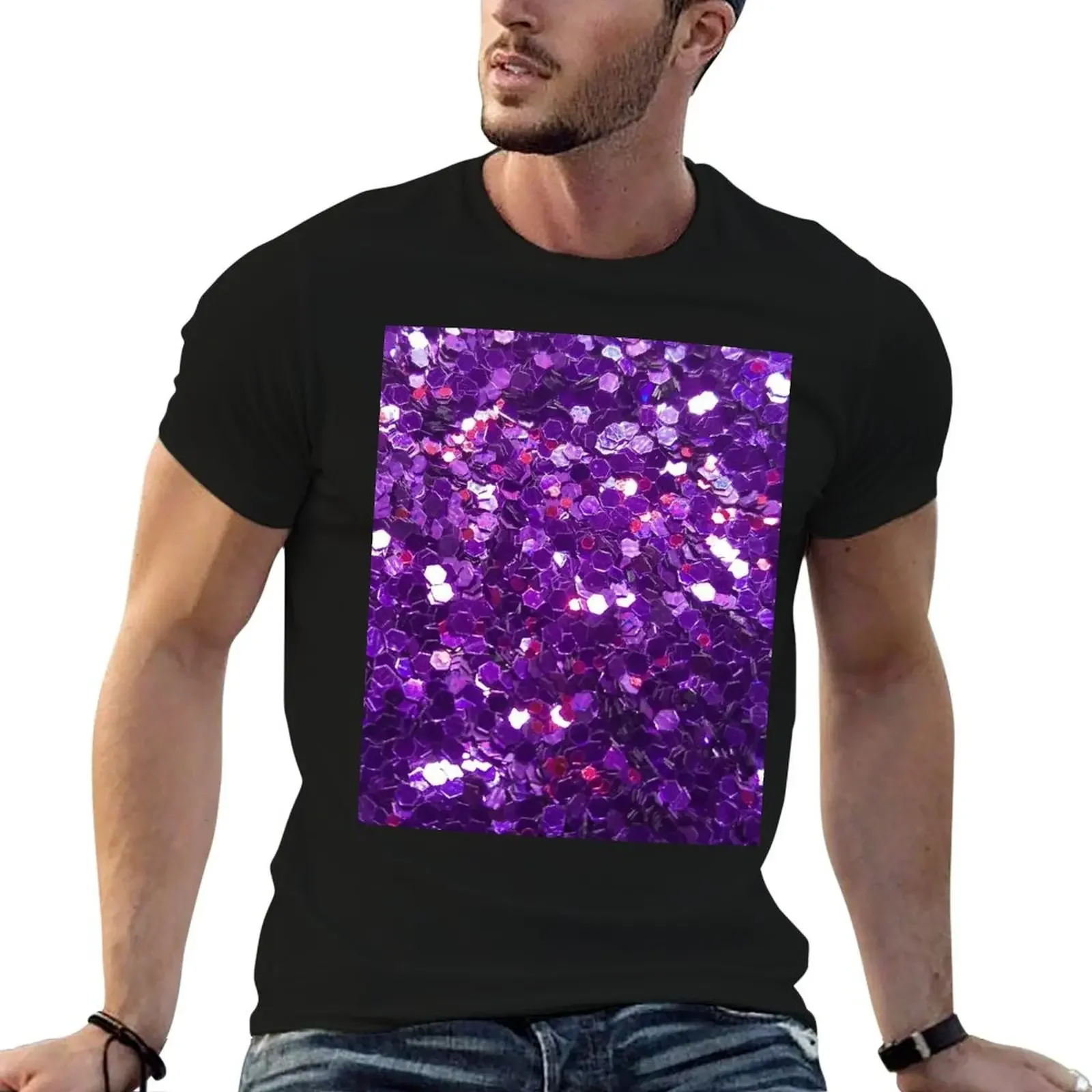 

Photographic Image of Purple Glitter T-Shirt cheap stuff aesthetic clothes workout shirts for men