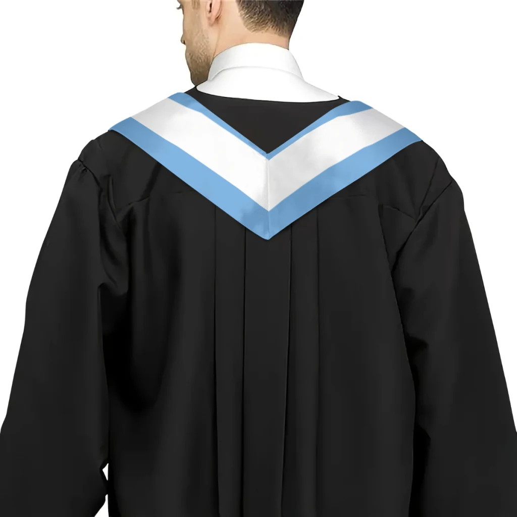 More design-chal de graduación con bandera de Argentina y Estados Unidos, estola, faja, Honor, estudiar a bordo, Estudiantes Internacionales