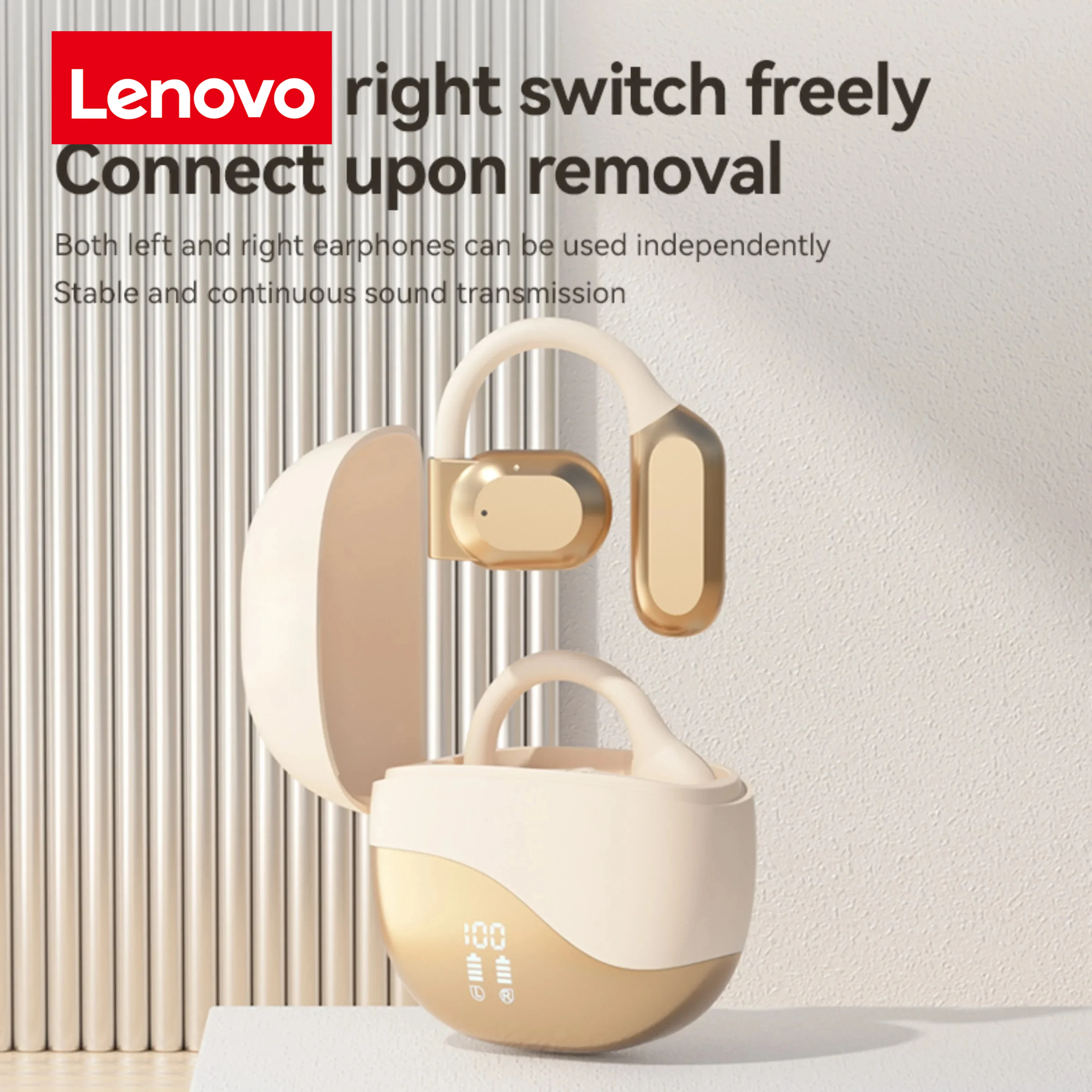 سماعات لينوفو اللاسلكية، تصميم مفتوح الظهر، مسامية ومقاومة للماء، مريحة في الارتداء، تشغيل سماعات الرأس مع ميكروفون #6