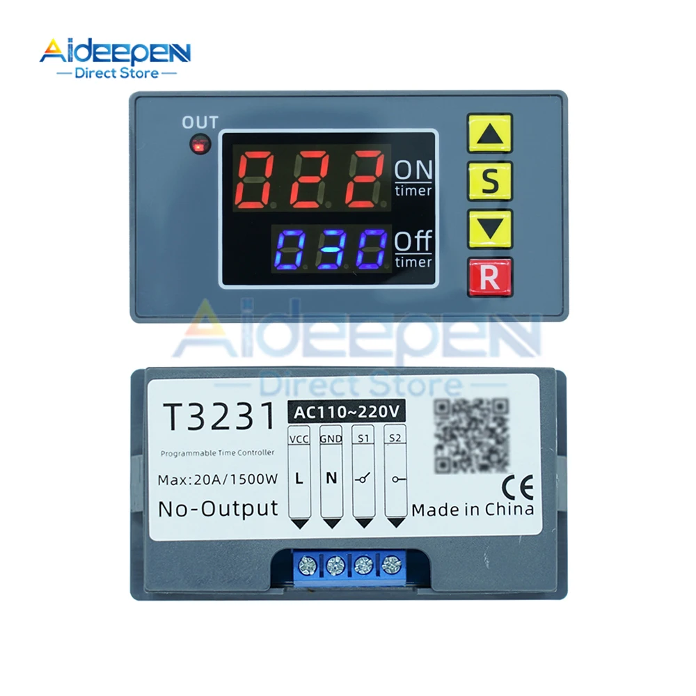 AC 110V 220V 24V T3231 Digital Time Delay Relay LED Display Cycle Timer Control Switch Adjustable Timing Relay Time Delay Switch