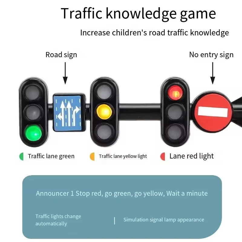 Safety Education Traffic Light Toy Lamp Block Brick City Street View Accessories Signpost Barrier Speed Limit Indicator Warning