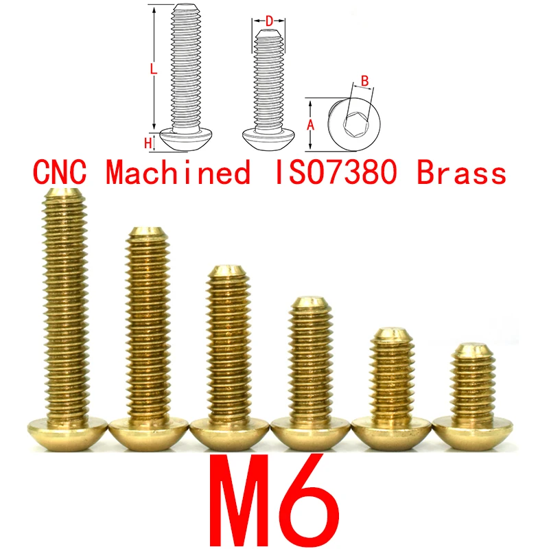 M6 ISO7380 Copper Alloy Button Head Screws, High Conductive Hex Socket Bolts for RC Car FPV Drone Frame HHX