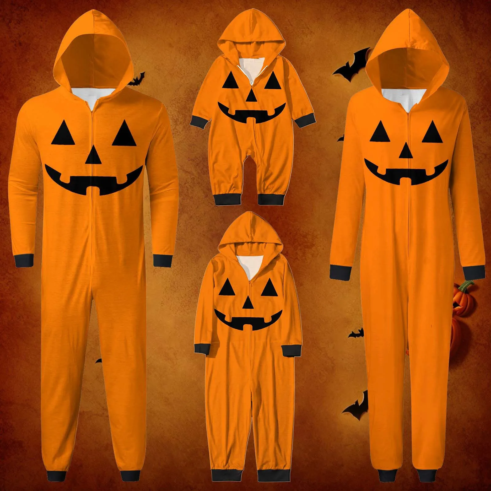 Pumpkin Pajamas Set For Family Horror Halloween Carnival Sleepwear Casual Nightwear Women Men Clothes Matching Outfits Jumpsuit