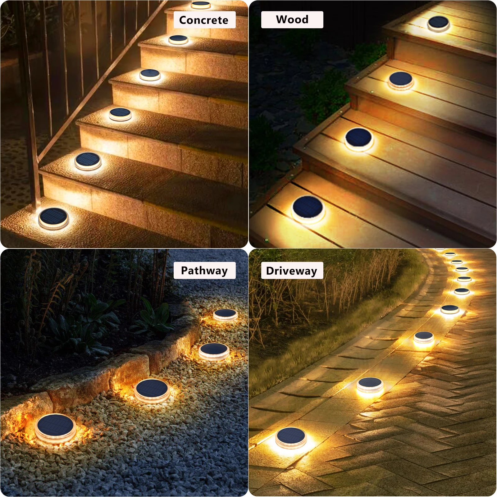 Solar Deck Lights Disk Light IP68 Waterproof Garden Decor Railing Stairs Step Fence Yard Patio And Pathway Outdoor Light