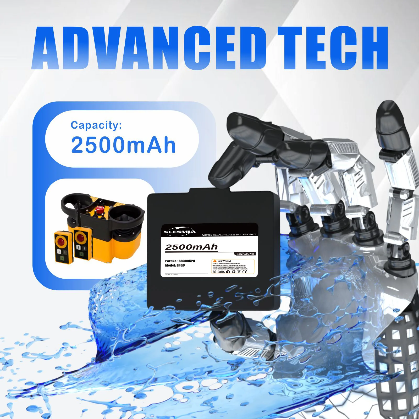 

Crane Remote Control 2200mAh Battery For Mini EX2-22 Abitron KH68300990.A Hetronic 68300600 68300900 900 HE900 KH68300990