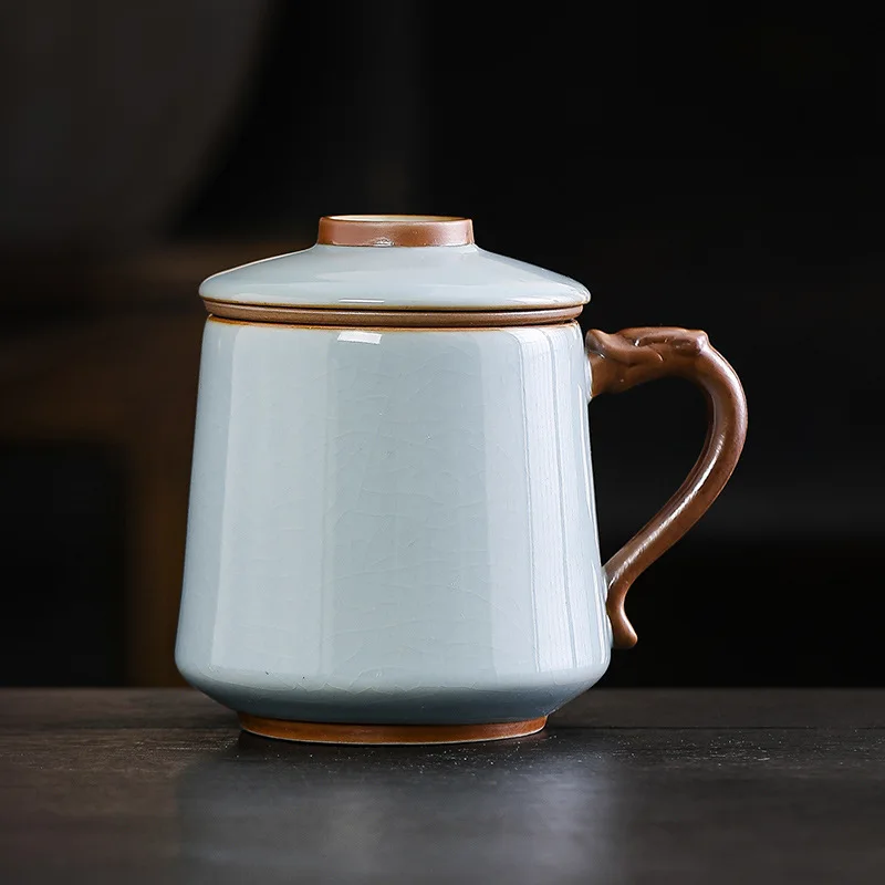 Чайная чашка Ru Kiln, высококачественная чашка для чая и разделения воды в личном офисе с крышкой и фильтром.