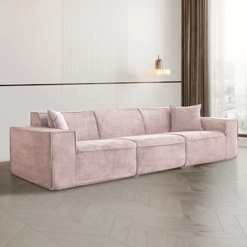 Fabric compression square apartment convertible living room sofa set hotel three-seat combination sponge free combination