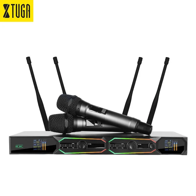 XTUGA GA808 Professional UHF Karaoke Home Singing Dynamic long range distance wireless microphone