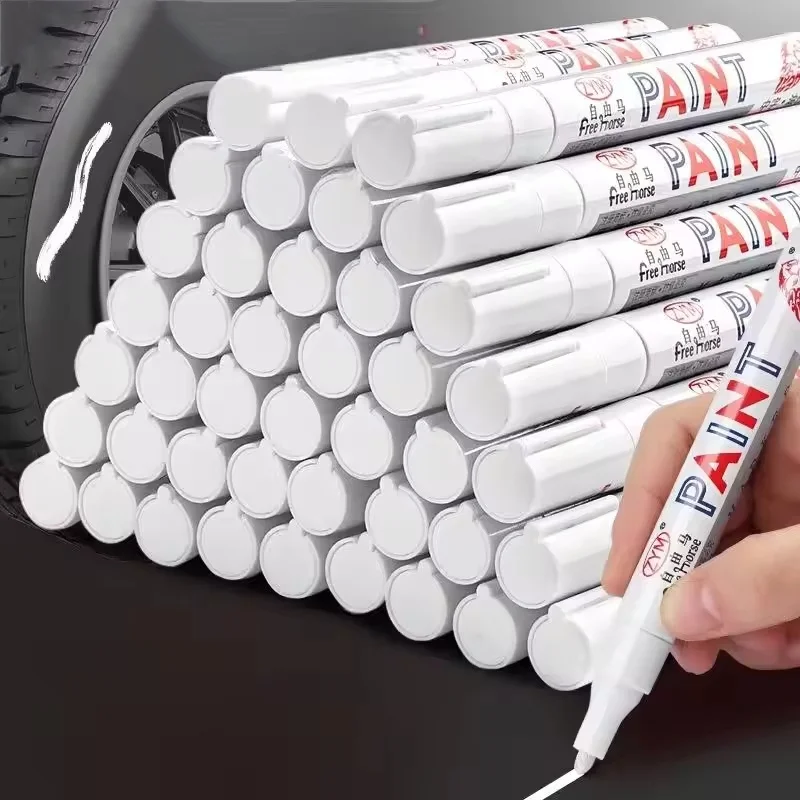 White Marker Oily Fine Tip Courier Waterproof Non-Fading Advertising Greeting Card Tire Glass Highlighter Pen Can Not Be Erased