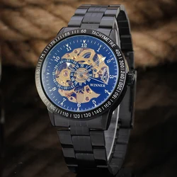 2024 High End Luxury Blue Glass Stainless Steel Skeleton Mechanical Automatic Man Watches Fashion Classics Waterproof Male Wrist