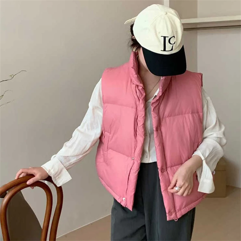 Women Oversize Down Waistcoat 2023 Autumn Winter Warm Thick White Duck Down Vest Coat Female Short Parkas Sleeveless Tank Jacket