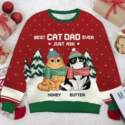 Unisex Ugly Christmas Pullover For Men Women Bset Cat Mom Dad Ever 3D Print Autumn Winter Sweatshirts