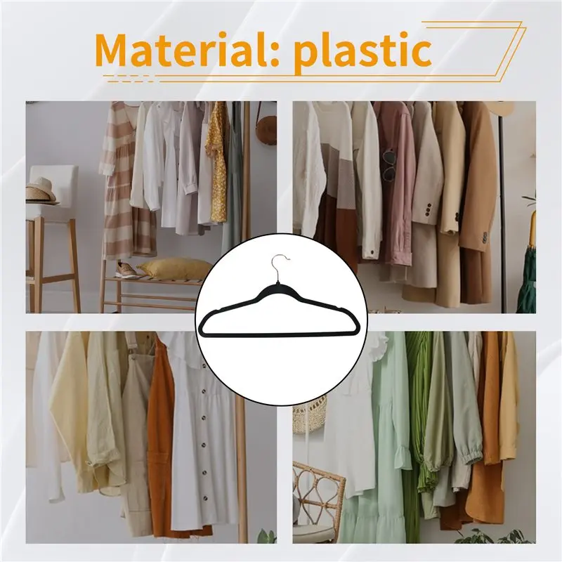 

A67K-Slim Velvet, Non-Slip Suit Clothes Hangers Coat Hanger, Black Rose Gold Hook Durable Easy To Use