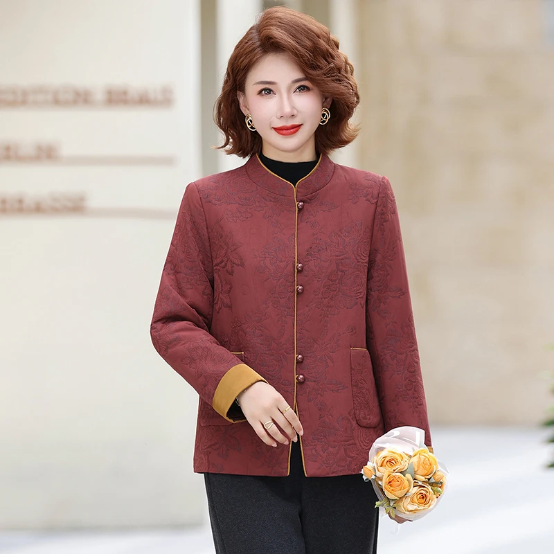 

Lightweight Cotton Jaet Winter Outerwear for Middle-Aged Mothers New Chinese Sle Autumn Winter Coat Women's Faionable