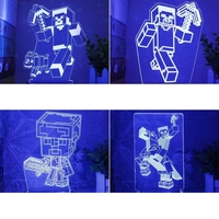 Steve Game Colorful Light Up Figura 3D Night Light LED Toy Minecrafte Creeper Enderman Figure Sleep Light Diamond Ore Kids Gift
