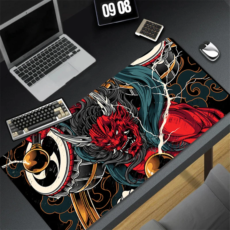 Computer Gaming Accessories HD Mousepad Office PC Mouse Pad Keyboard Pad Desk Decoracion Oni Hannya Samurai Mask Anime Desk Mat