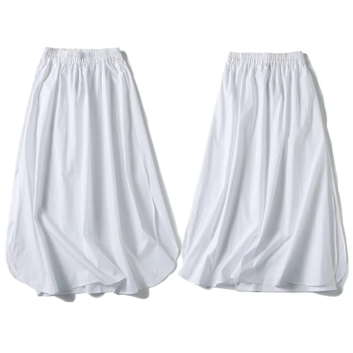 

Jenny&Dave French Minimalism Commuter Casual Skirts Womens Fashion Elegant White Cotton A-line Midi Skirt For Summer