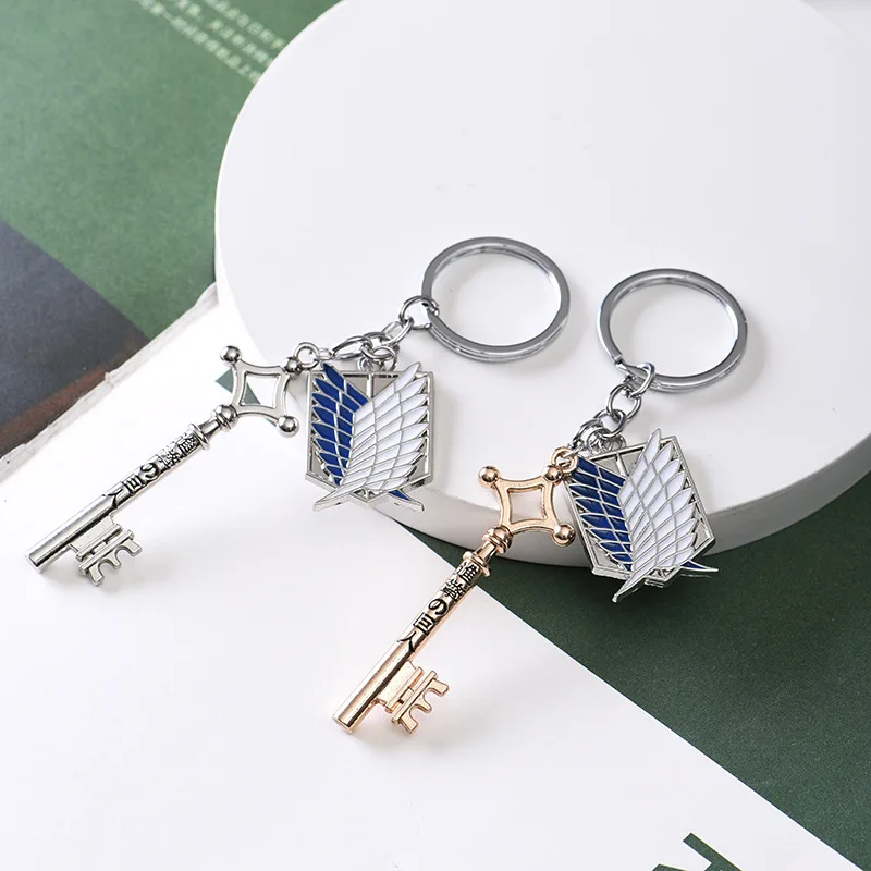 Attack on Titan Metal Keychain for Man Women Anime Peripheral Pendant Backpack Key Chains Accessories Christmas Gift image 2