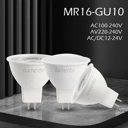 10PCS LED Foco MR16 GU5.3 Base Full Voltage Spotlight AC/DC12V AC 110V 220V No Flicker White Light 6W 8W Suitable for Home Study