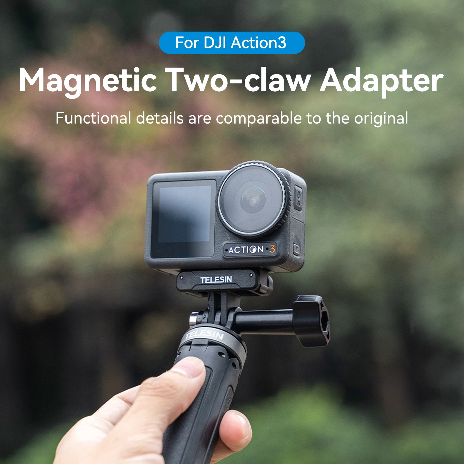 TELESIN For DJI Action 5pro Magnetic Two Claw Adapter 1/4 Thread Universal Port For DJI OSMO Action 3 4 5Pro Camera Accessories