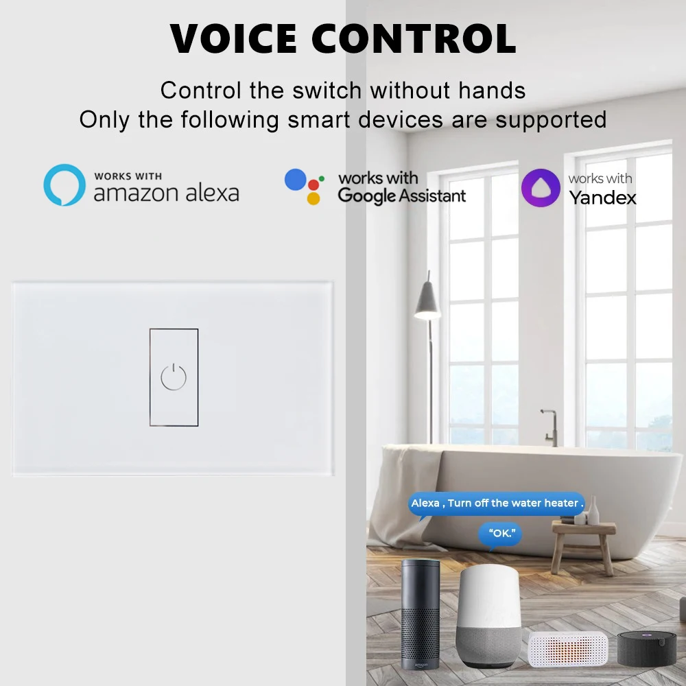 Smart Life 40A Sakelar Daya Tinggi untuk Pemanas Air Boiler AC Kontrol Aplikasi Tuya Bekerja dengan Alexa Google Home Alice