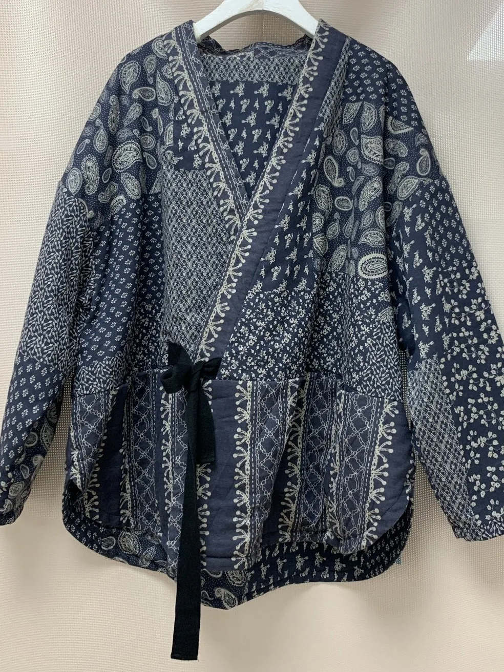 

Retro Ethnic Print Cotton Jaet Long Sve Thi Warm Top for Women Autumn Winter New Sle Tea Costume Loose Fit Commute