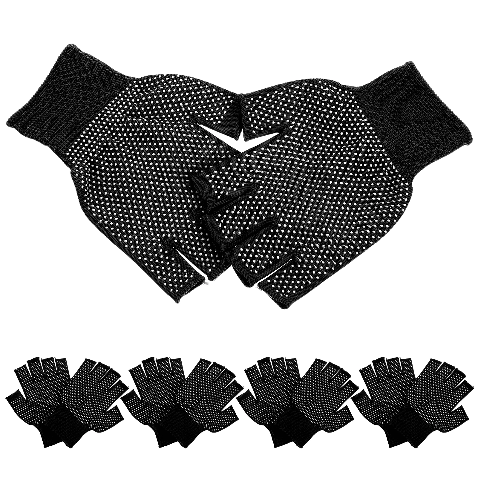 

5pcs 5 Pairs Anti-slip Fingerless Work Gloves Durable PVC Breathable Winter Gloves Without Fingertips For Bike Driving Labor