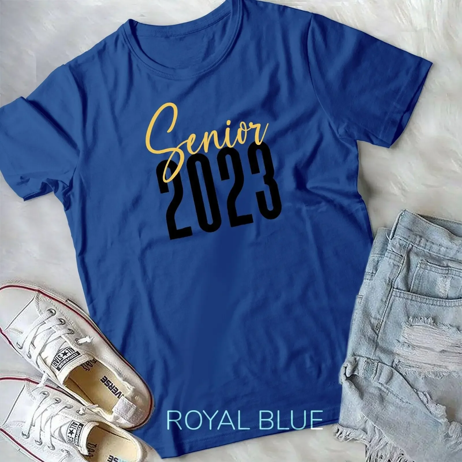 Senior 2023 Tee White Class of 2023 I School Color Baseball Unisex T-shirt