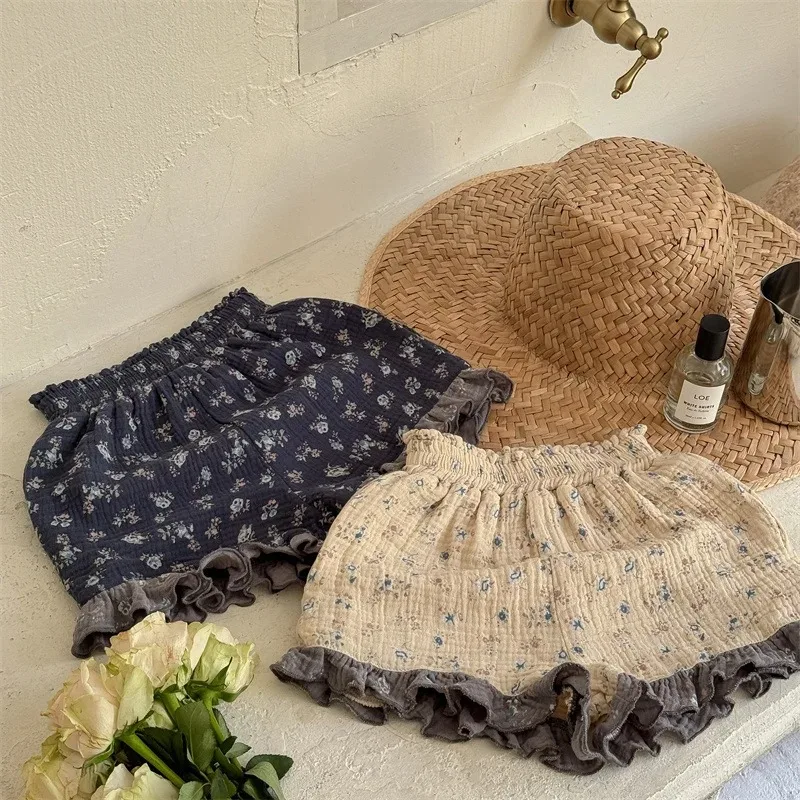 

Summer Baby Girls Printed Shorts Korean Style Toddlers Kids Ruffles Cute Shorts