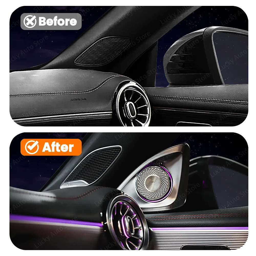 4D Horn Lnterior A-Pillar Tweeter Lamp Refit For CLA W118 A-Class Car 64 color 4D Rotating LED Speaker Ambient Light