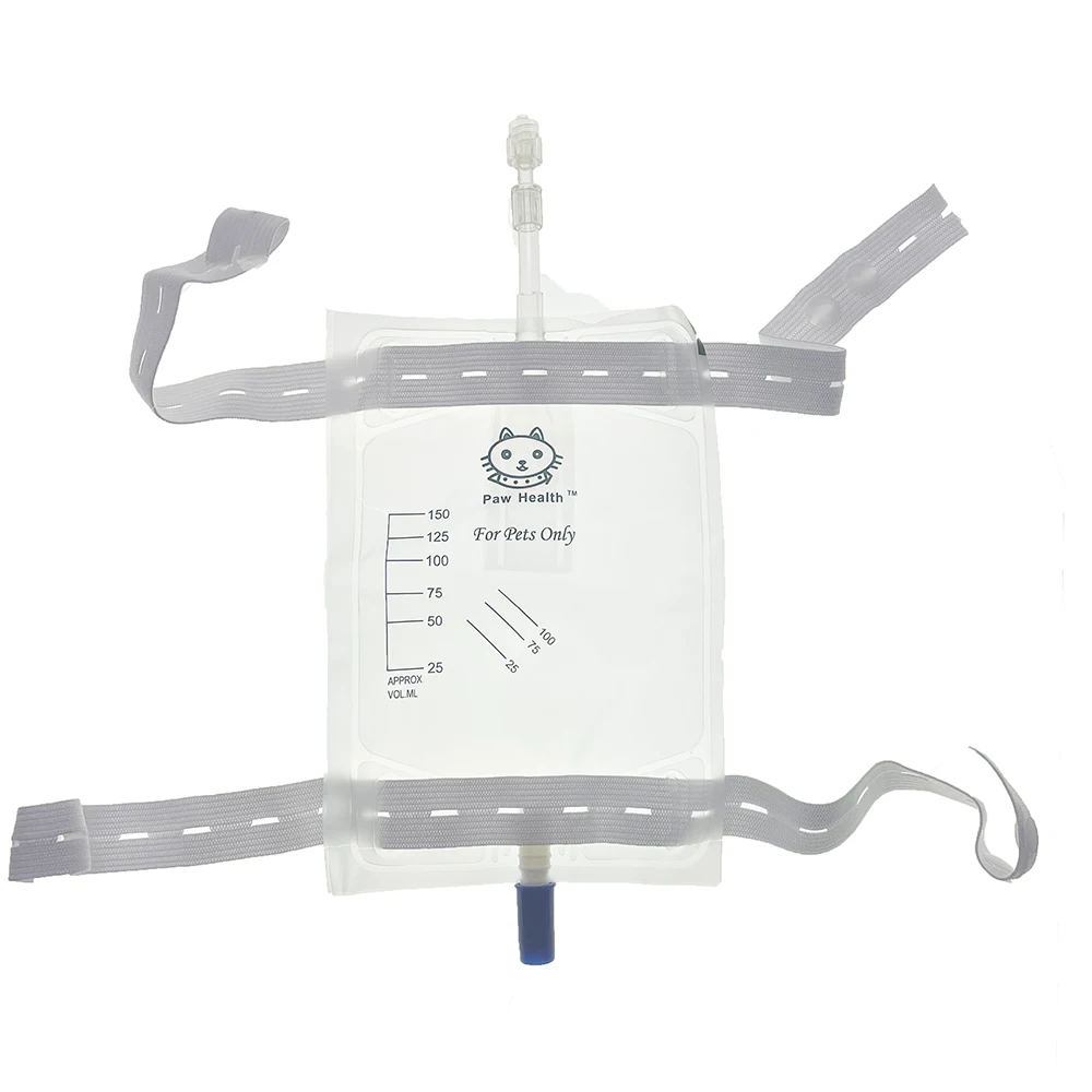 Pet Cat Dog Animal Urine Collection Bag 150ml 300ml Attach Luer Catheter Drainage Disposable With Extension Tube Hanging Strap