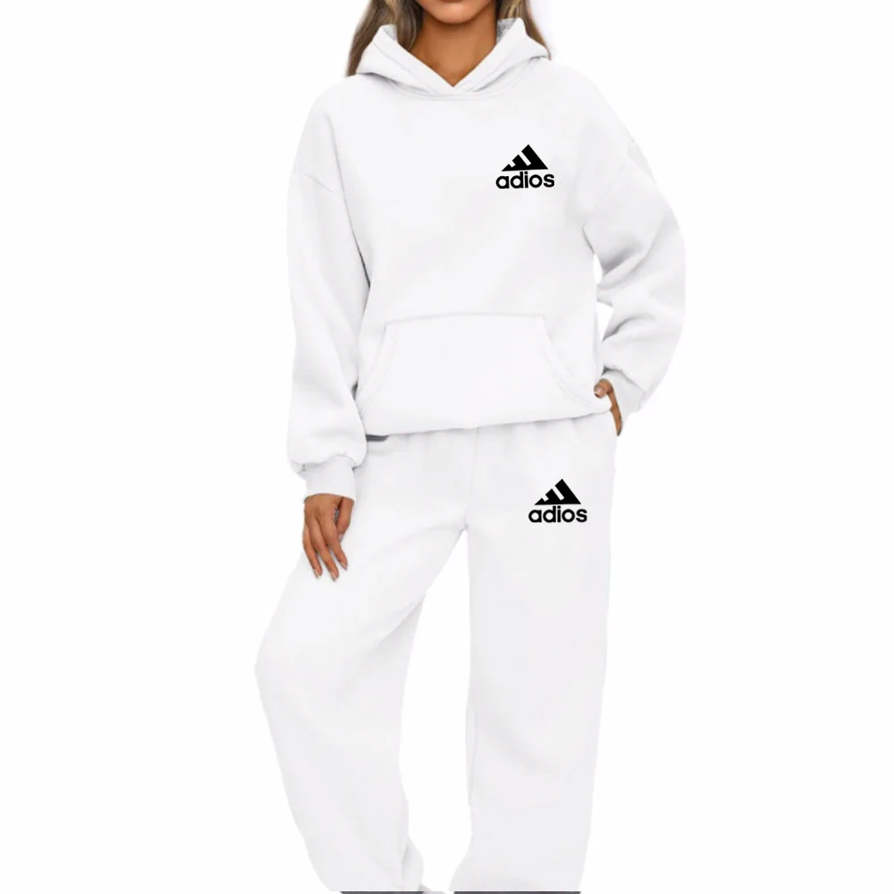 Womens Tracksuit Outfits Autumn Winter Hooded Sweatshirt +Sweatpants High Quality Ladies Daily Casual Warm 2 Piece Set