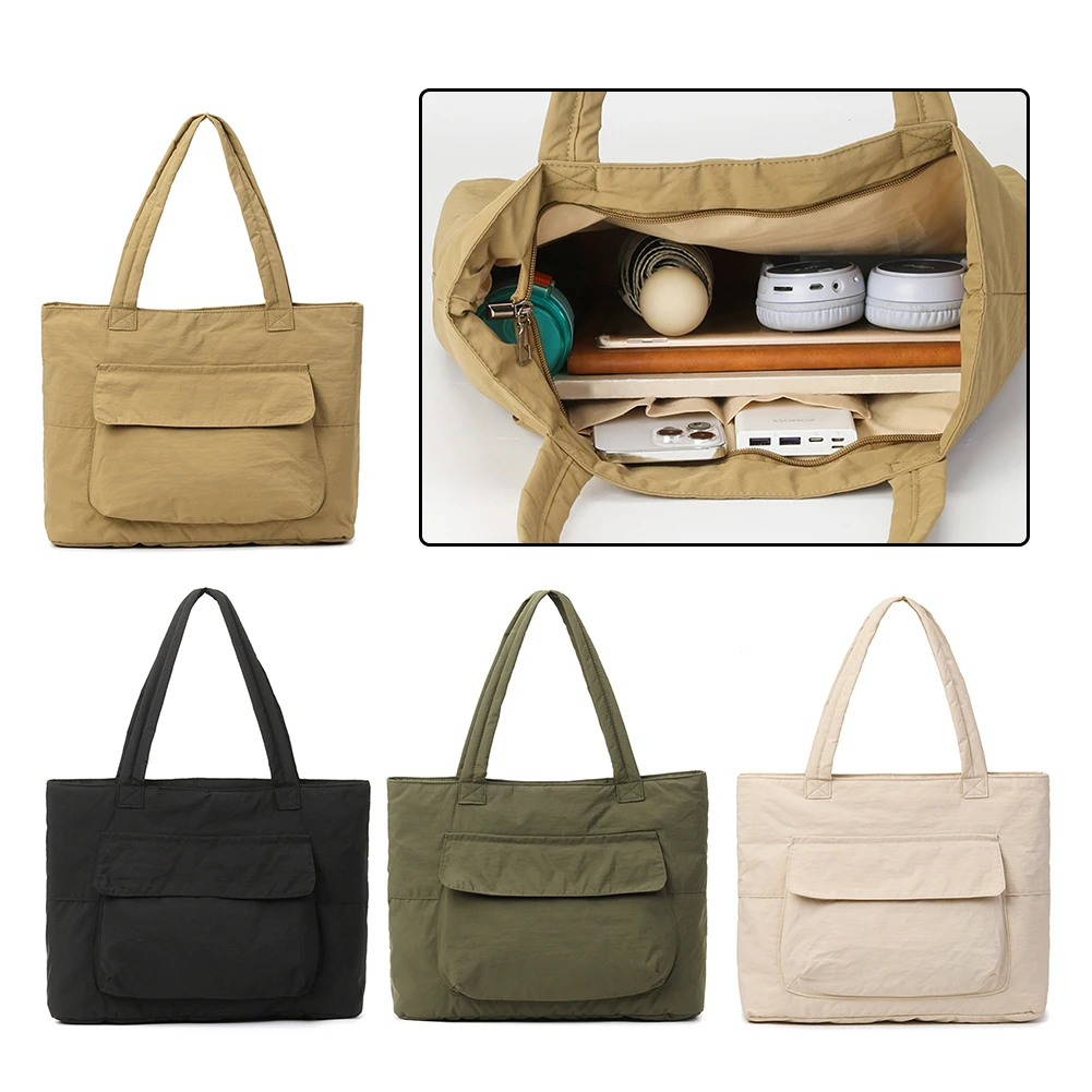 

Женская нейлоновая большая сумка, мягкая легкая сумка на молнии, модная сумка на плечо, сумка с верхней ручкой, дорожная рабочая сумка