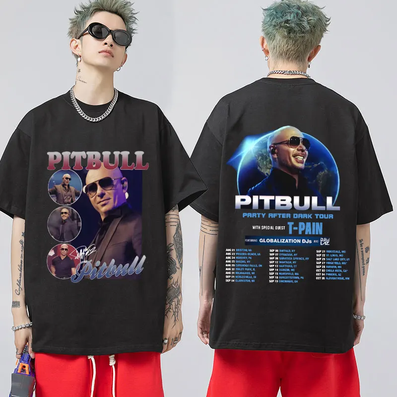 

Funny Pitbull Party After Dark Tour 2024 T Shirt Short Sleeve Retro Harajuku T-Shirt Men Women Oversized Streetwear Fashion Tees