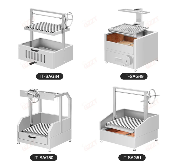 Brazilian Parrilla Barbecue Grill Home Garden Charcoal Built in Bricks Stainless Steel Height Adjusted V Grate Bbq Grill