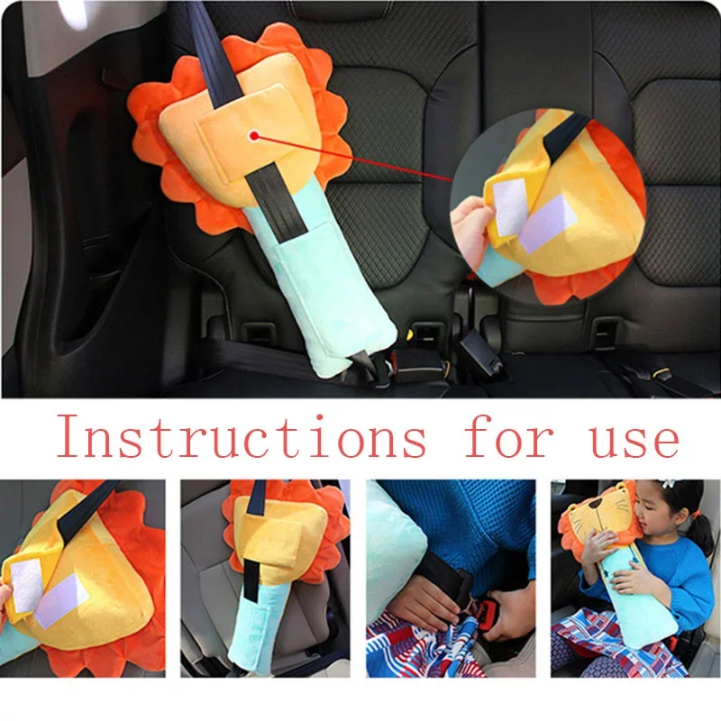 Car Pillow Cartoon Soft Stuffed Animal Neck Cushion Children Neck Pillow Cute Giraffe Child Sleep Seat Belt Pillow Shoulder Pads