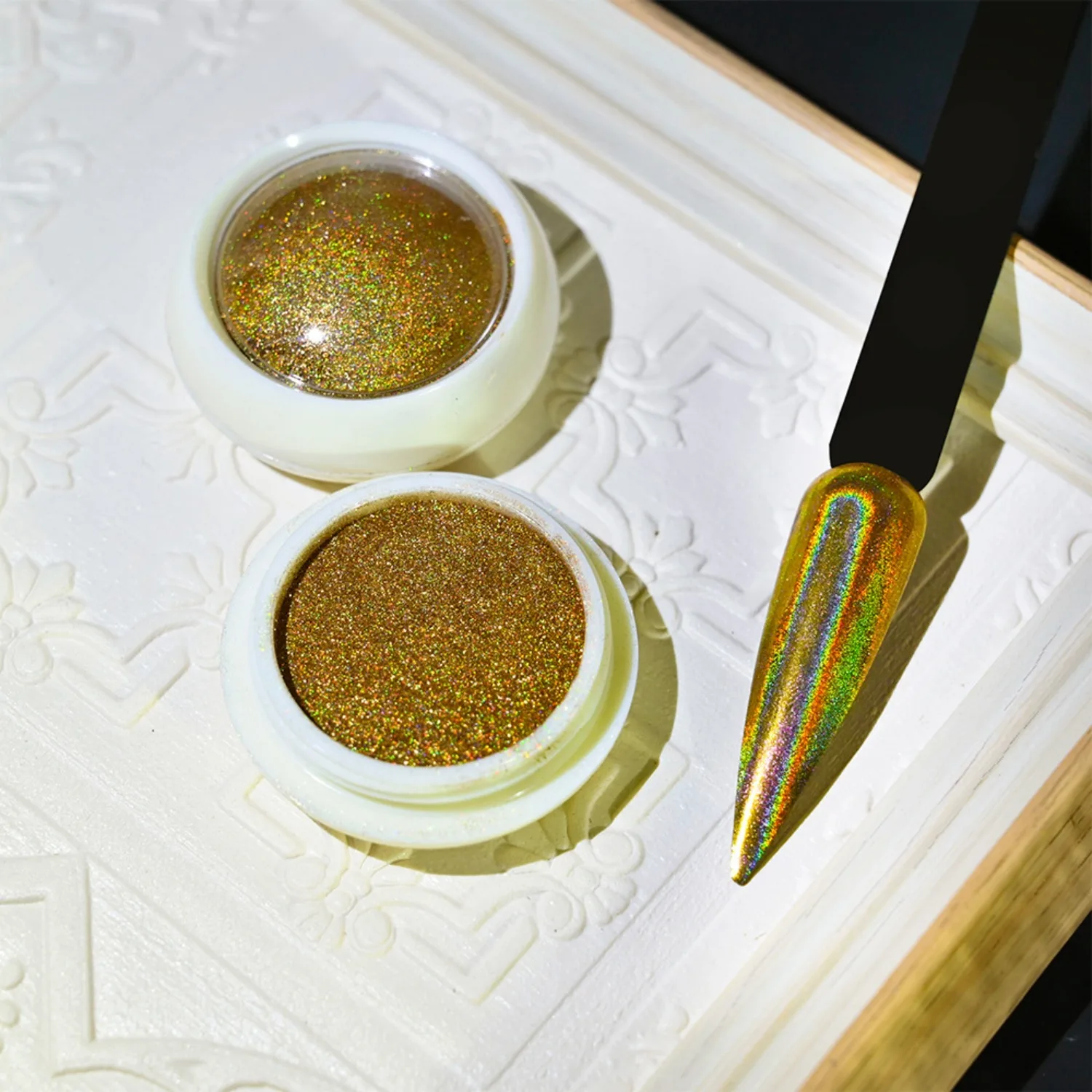 Pó de unha laser cromado, 6 cores, espelho holográfico, pigmento de glitter, prata/ouro, poeira, esmalte em gel, suprimentos, pó cromado