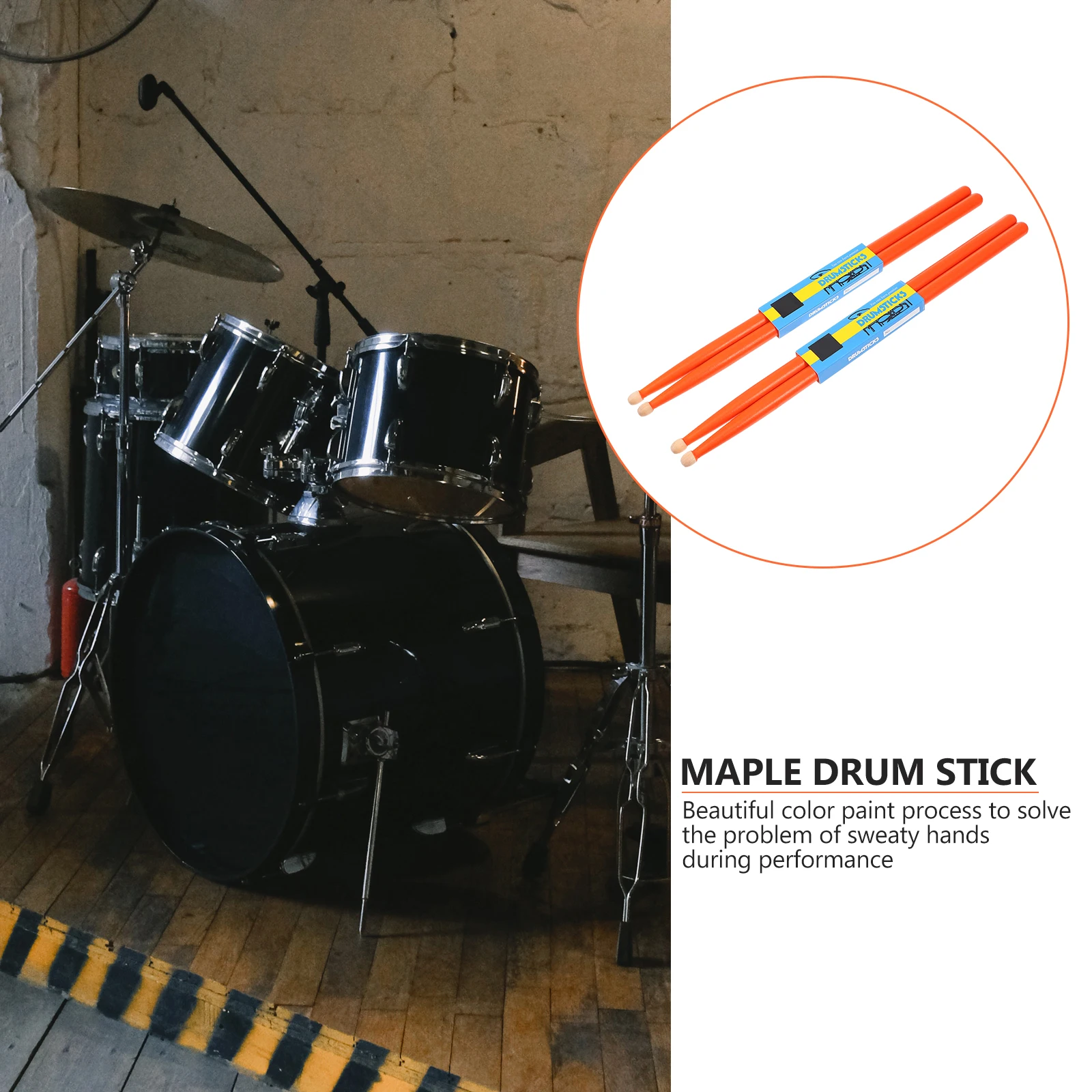 Baquetas de tambor de madera de arce, herramienta de práctica ligera antideslizante para principiantes, instrumentos de percusión, 2 pares