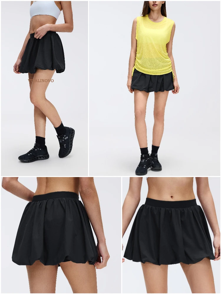 VITALINOVO Damen-Minirock, Skort, fließend, plissiert, hohe Taille, Rüschen, Tennisröcke für Damen, Blasensaum, sportlicher Skater, Golf – Detail 8