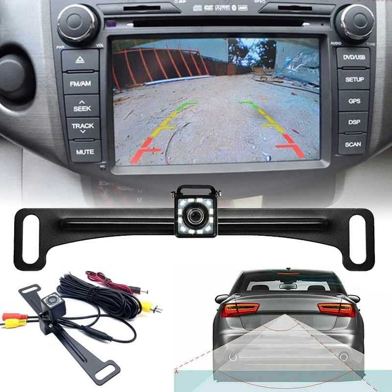 سيارة الرؤية الخلفية كاميرا احتياطية لوحة ترخيص عكس 12 LED للرؤية الليلية لمراقبة عكس وقوف السيارات SUV لاقط شاحنة التخييم RV